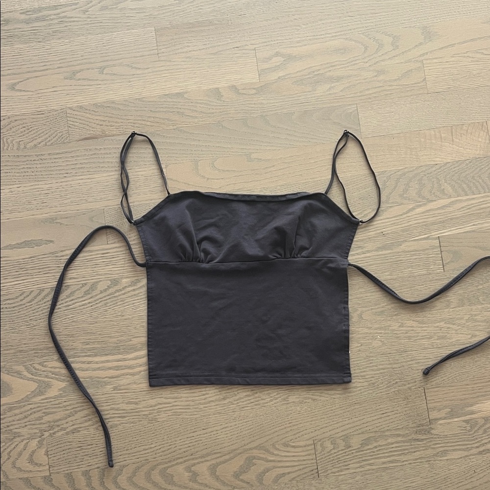 Black edikted Spaghetti Strap tie in back top